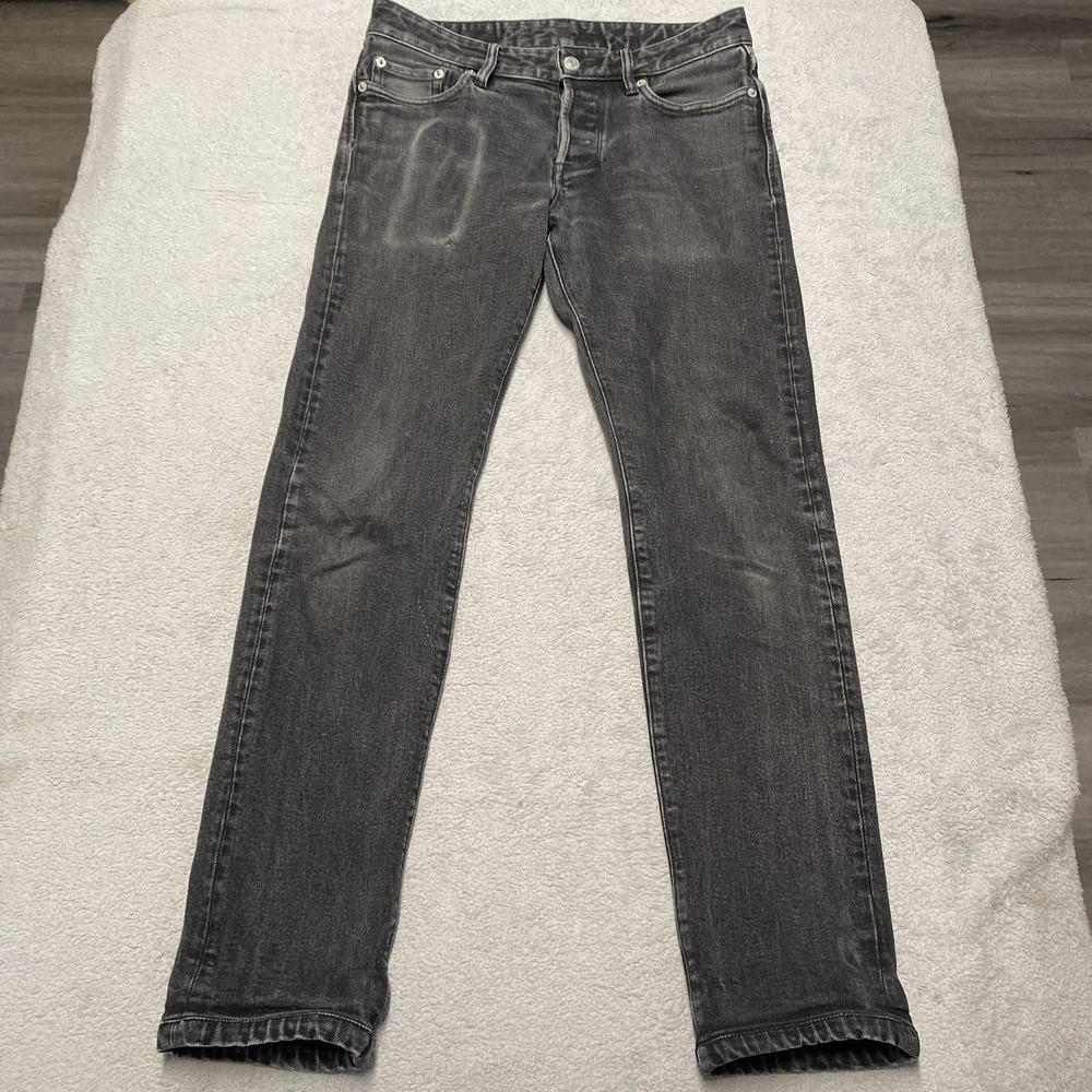 Buck Mason Maverick Slim Jeans Mens 29x29 Black Button Fly Double Dip Distressed